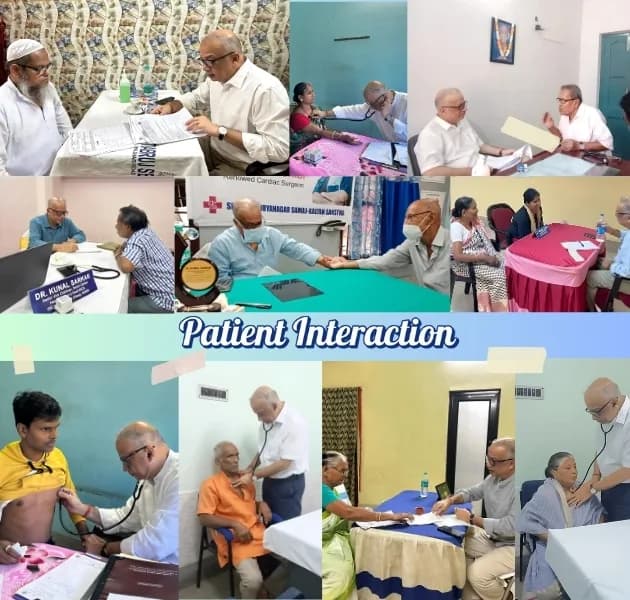 Dr. Kunal Sarkar with patients at free health camps
